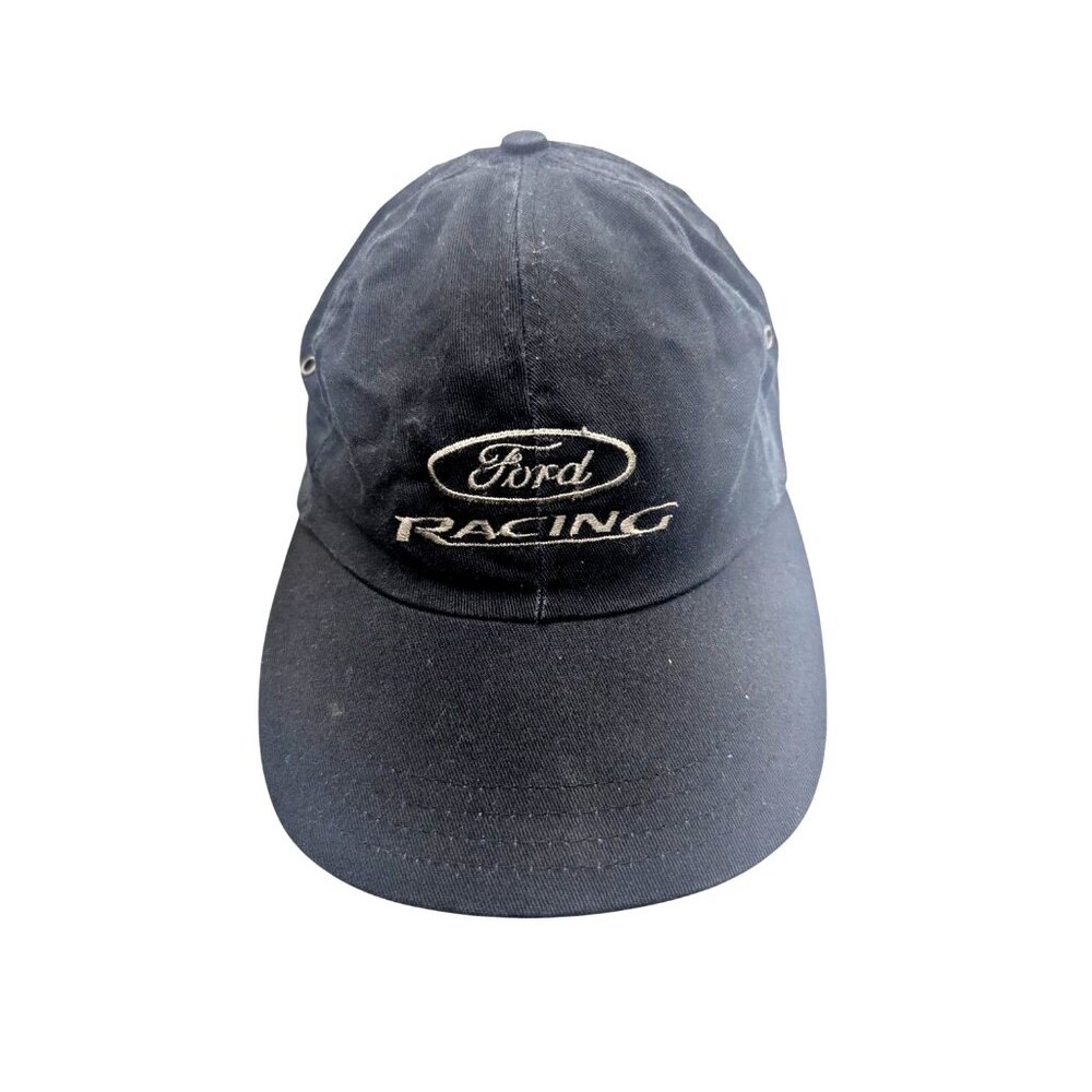 Ford Racing Black Adjustable Baseball Cap Embroidered Logo Cotton Adult Unisex S